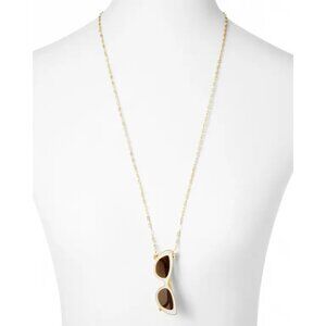 Kate Spade White Enamel Sunglasses Pendant Necklace Gold-Tone